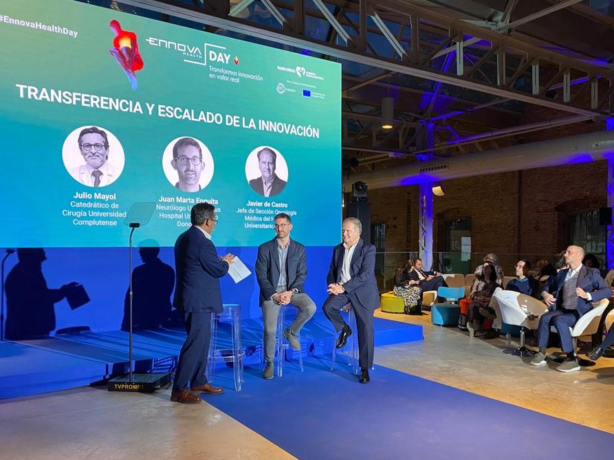 diariomedico's tweet photo. #EnnovaHealthDay |📌¿Qué problemas hay en la transferencia y el escalado de la innovación?

🗨️"Un proyecto tiene que resolver un problema real".

Juan Marta Enguita, neurólogo Unidad de Ictus de @DonostiakoOsp e investigador junior red @Ricors_Ictus del @SaludISCIII. https://t.co/63B34eyhsM