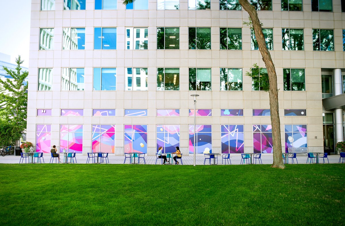 Isenbergproject's tweet image. Working with Lena McCarthy on her Kendall Square ground mural last fall was an absolute blast, and we just had to team up again! Round two involved creating a digital painting for a series of windows overlooking a courtyard in Kendall Square, Cambridge.