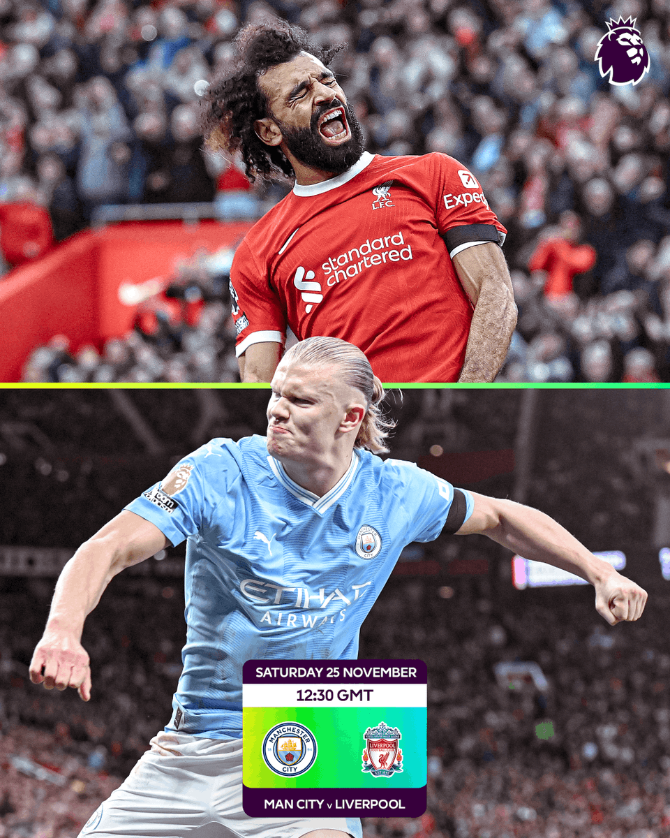 premierleague's tweet photo. When you realise it's @ManCity v @LFC this weekend 🤤 https://t.co/cq8FSnOLod