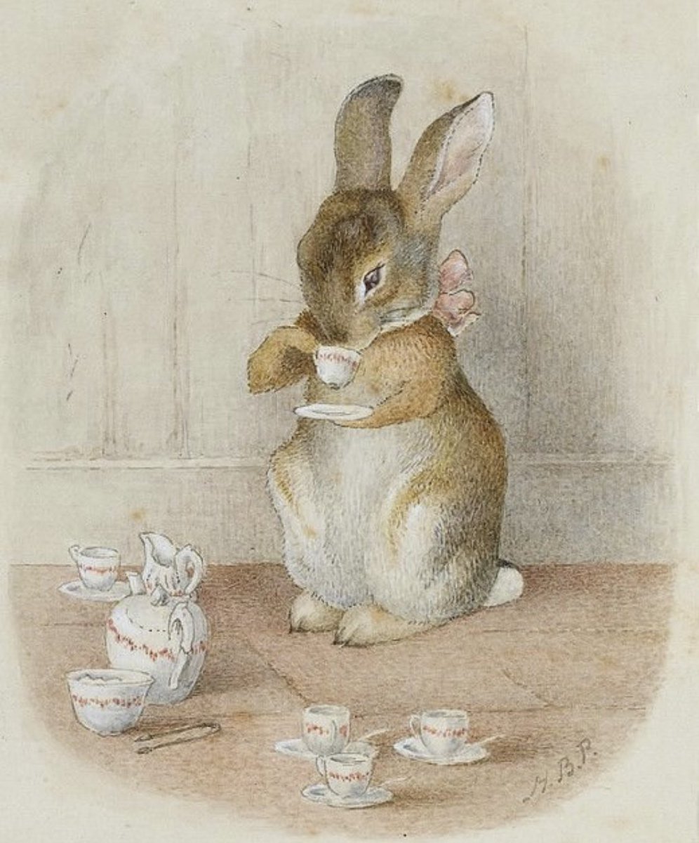 It's always teatime 🫖

Art by Beatrix Potter (1866-1943)