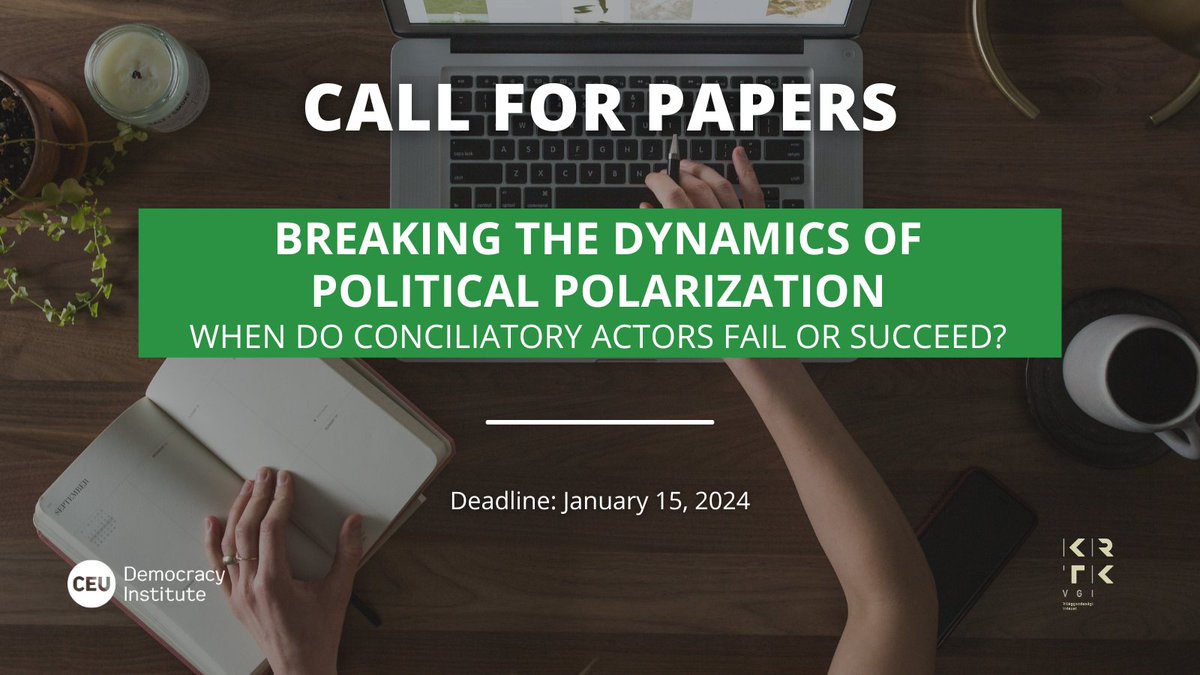 We welcome studies of depolarizing interventions at either macro- or meso-levels (rather than micro-studies limited to the level of individual citizens). Papers may analyze contemporary or historical cases.

⏰ Deadline: Jan 15, 2024

Details:
👉 cutt.ly/1wUH5Jrq