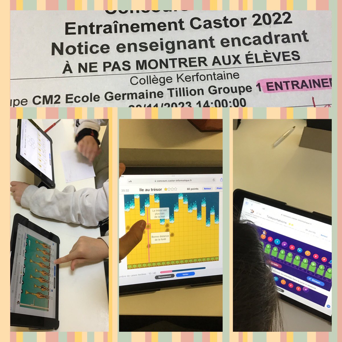 CDIKerfontaine's tweet image. Aujourd’hui : première des 8 visites de CM2 au collège (2 écoles, 4 classes). Les élèves utilisent les tablettes pour s’entraîner sur le concours Castor Informatique. Passation officielle dans 15 jours ! #collegekerfontaine #liaisoncycle3 #concourscastor