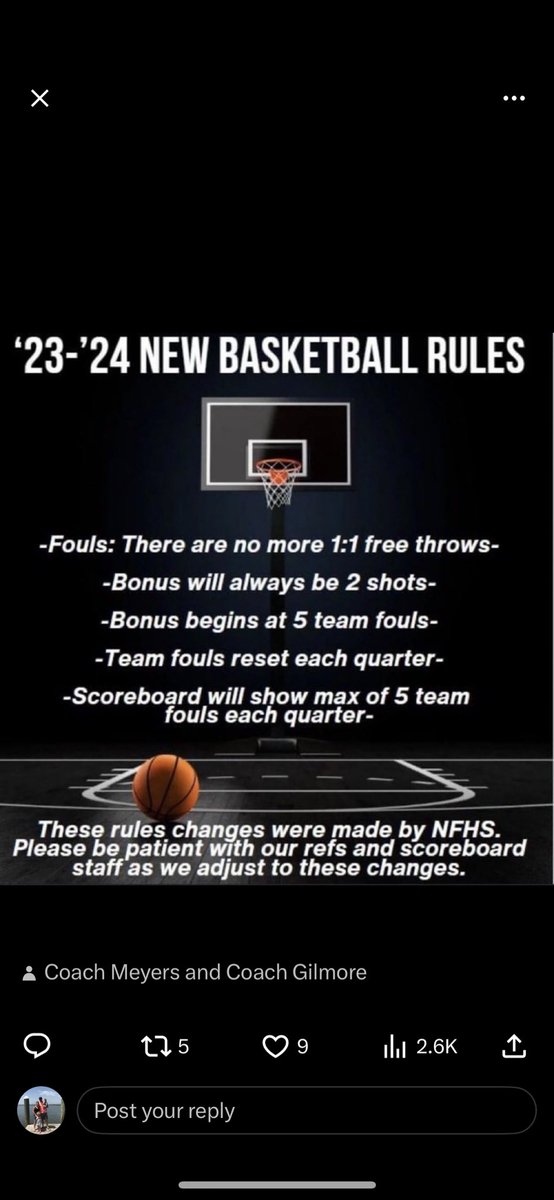 Home basketball contests start today. Please note the rule changes for this year.