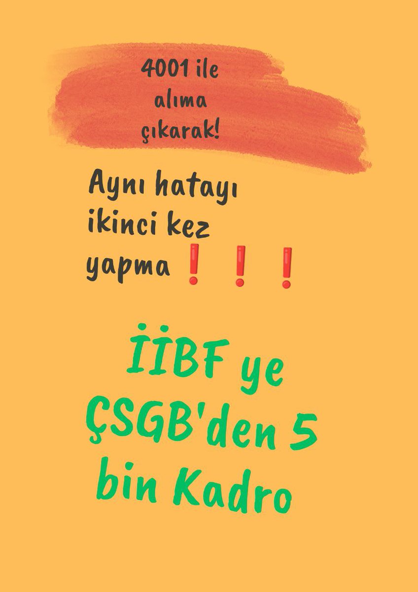 <a href="/iibfbirlik_/">İİBF BİRLİK</a> <a href="/RTErdogan/">Recep Tayyip Erdoğan</a> <a href="/isikhanvedat/">Prof. Dr. Vedat Işıkhan</a> <a href="/AtaySalim/">Salim Atay, Doç.Dr</a> <a href="/gulmeznese/">Dr. Neşe Gülmez</a> @tccbiko <a href="/csgbakanligi/">T.C. Çalışma ve Sosyal Güvenlik Bakanlığı</a> Sn.Cumhurbaşkanım <a href="/RTErdogan/">Recep Tayyip Erdoğan</a> 
Sn.Bakanım <a href="/isikhanvedat/">Prof. Dr. Vedat Işıkhan</a> 
Sn. Başkanım <a href="/AtaySalim/">Salim Atay, Doç.Dr</a> 
Sn. Başkanım <a href="/gulmeznese/">Dr. Neşe Gülmez</a>
Sayısı 500000i aşan İktisadi ve İdari Bilimler Fakültesi mezunları 2023/2 ÖSYM merkezi atamasında İİBF nitelik kodlarıyla 5000 kadro müjdenizi bekliyor
@tccbiko <a href="/csgbakanligi/">T.C. Çalışma ve Sosyal Güvenlik Bakanlığı</a>