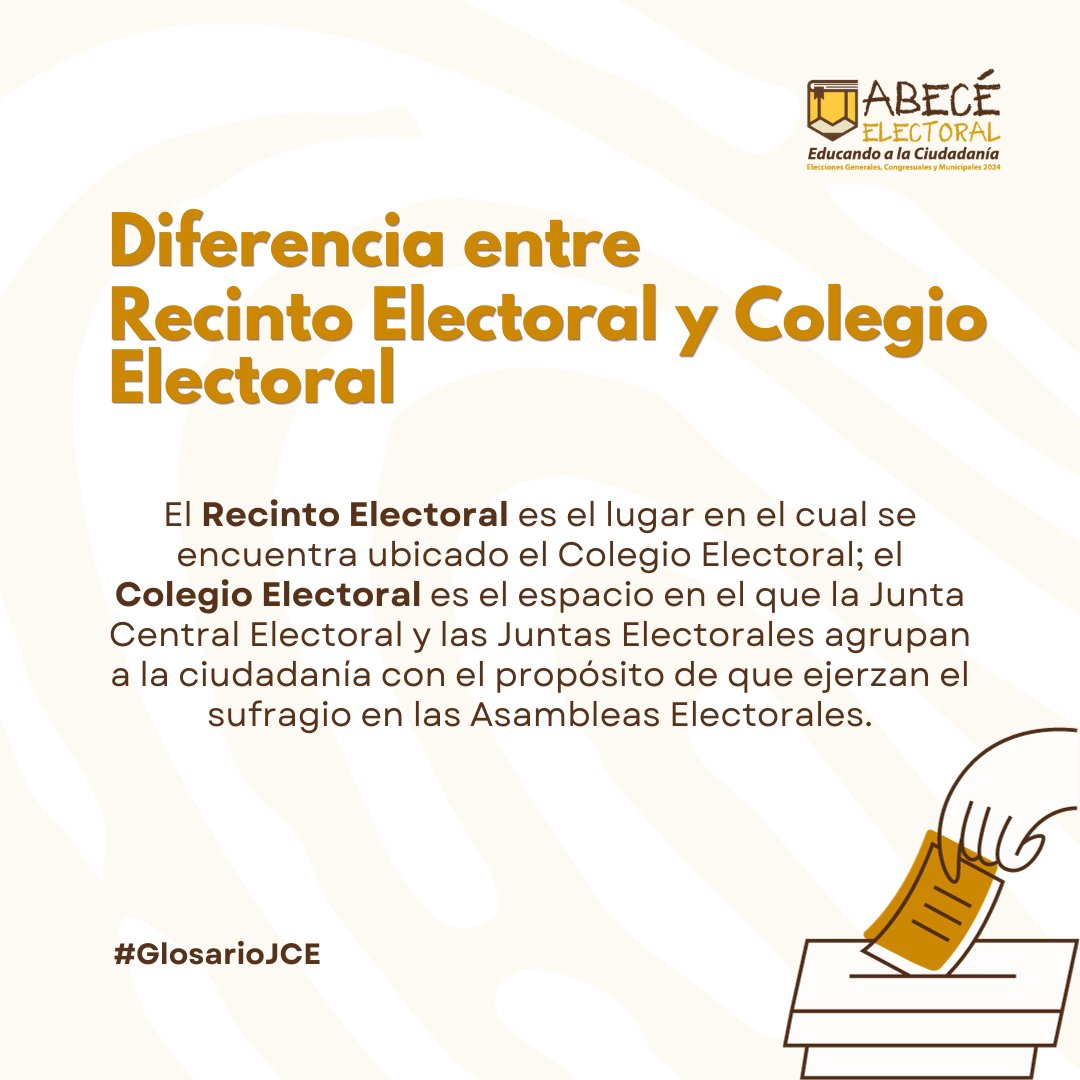 ¿Te confundes entre el Recinto y el Colegio Electoral? 🗳 Tranquilo, aquí te lo explicamos. #JCE #JuntaCentralElectoral #ABECEelectoral #GlosarioJCE
