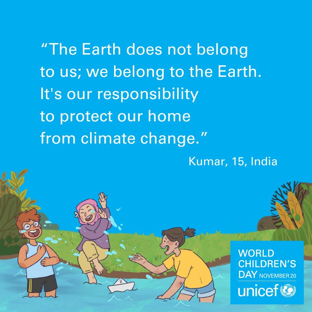 It doesn’t matter where you are from, this is our one and only home. This #WorldChildrensDay and every day, we stand with young people demanding #ClimateAction.