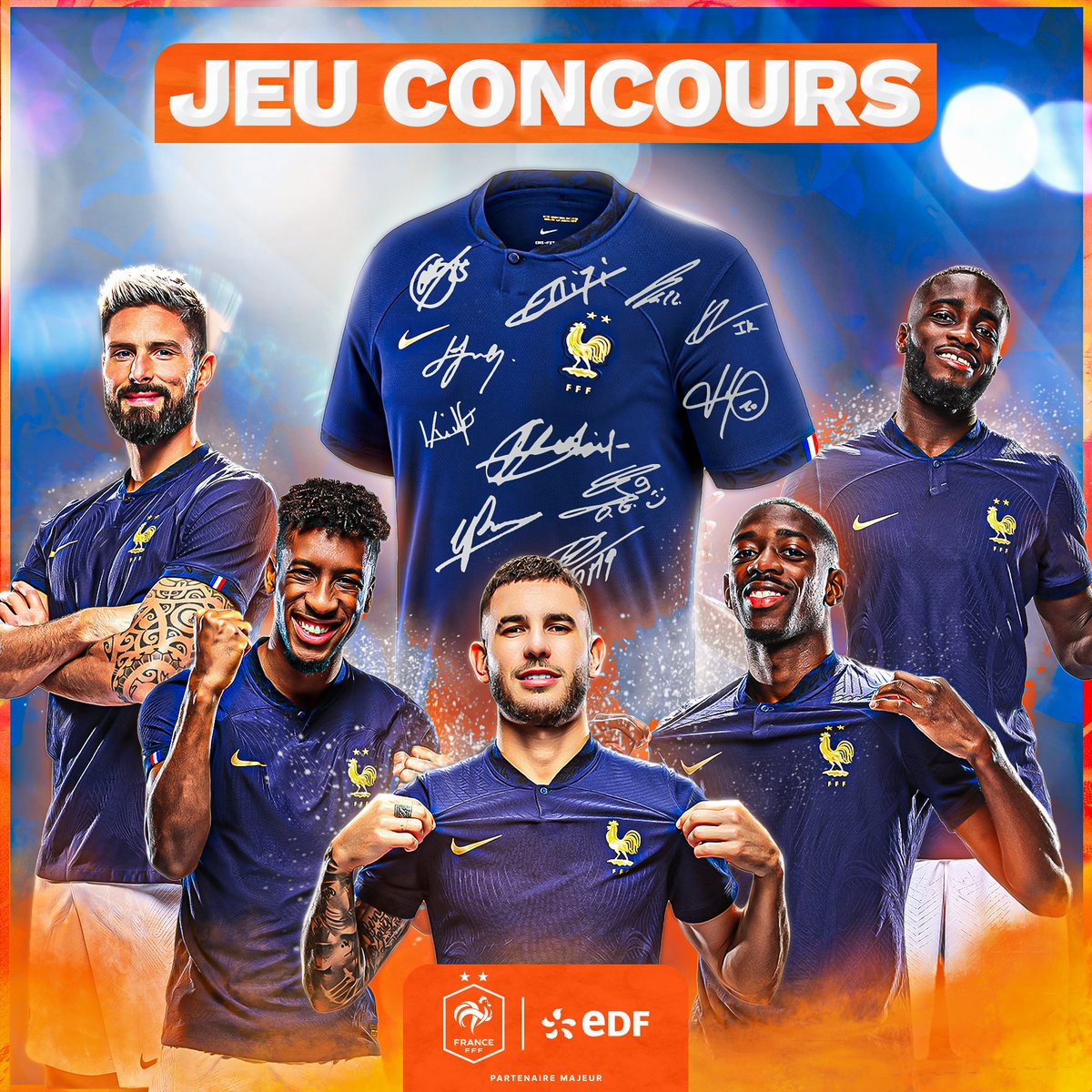 🎁 JEU CONCOURS 🎁

Après le carton des Bleus face à Gibraltar, nous vous proposons de remporter un maillot dédicacé de l'Equipe de France 🤩

Pour participer : 
✅ RT ce tweet
✅ Follow @energiedufoot

TAS le 29/11 à 12h ! Bonne chance à tous 🤞 #EnergieduFoot #DLDFev