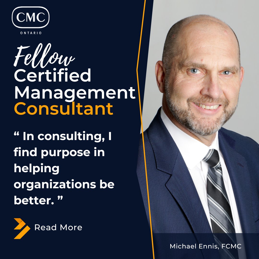 The Institute of Certified Management Consultants of Ontario is pleased to recognize Michael Ennis FCMC, as a Fellow Certified Management Consultant (FCMC).

Learn more about how Michael achieved this honour cmc-canada.ca/Ontario/ontari…

#ConsultinginCanada #consultinginOntario