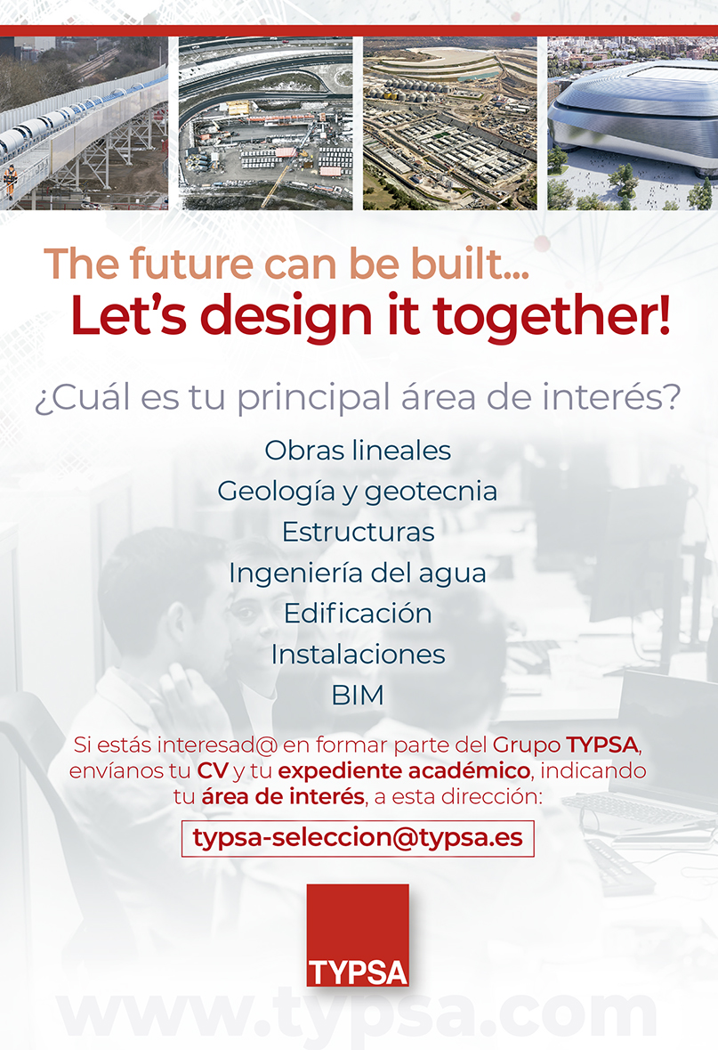 👉 TYPSA va a participar en el Foro de Empleo de la Escuela de Caminos los días 22 y 23 de noviembre.
Si eres estudiante de esta ingeniería, ¡pásate por nuestro stand para conocer más sobre TYPSA, sus principales proyectos y ofertas profesionales! También te animamos a asistir a