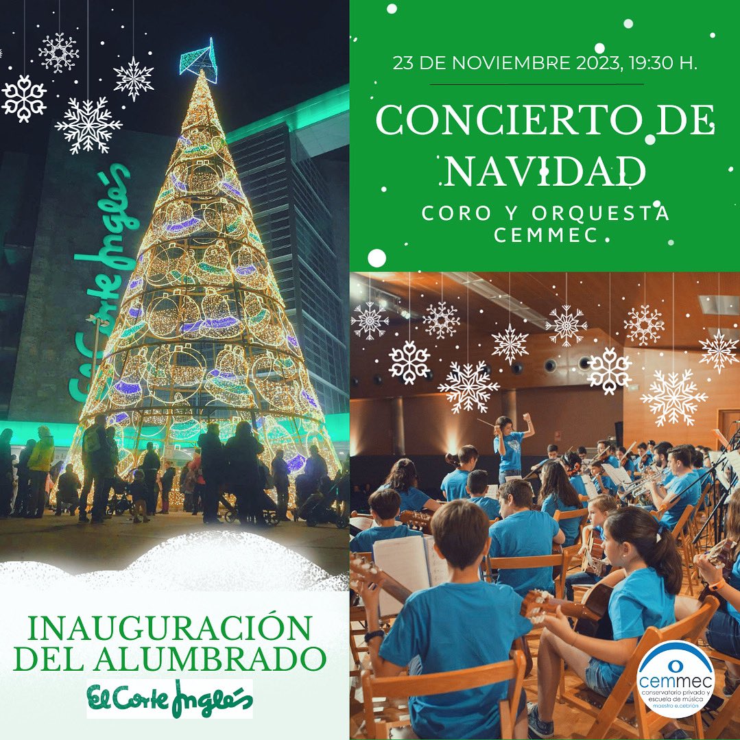 cemmecjaen's tweet photo. 🎄¡INAUGURACIÓN del ALUMBRADO de NAVIDAD de @elcorteingles de Jaén por la ORQUESTA y CORO CEMMEC!🥳
.
➡️Este jueves, 23 de noviembre a las 19:30 nuestros alumn@s de conjunto de cuerda, canto y coro🎄💙
#orgullocemmec #cemmec https://t.co/7Stb2odxwB