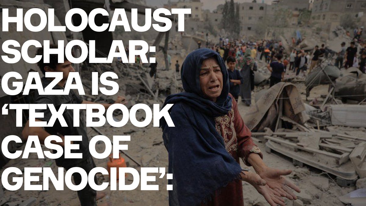 Raz Segal is an Israeli associate professor of Holocaust and genocide studies.

He believes Israel's onslaught against Gaza is a "textbook case of genocide".

He is a specialist: he doesn't use the word flippantly.  

Listen to his overwhelming case 👇

youtube.com/watch?v=AUeEnj…