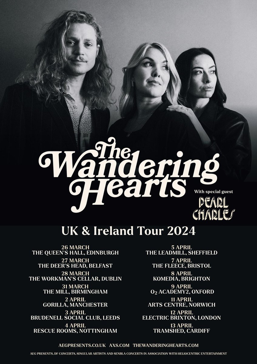The Wandering Hearts have announced the brilliant Pearl Charles as Special Guest on their upcoming headline tour

🎟️'s - thewanderinghearts.com