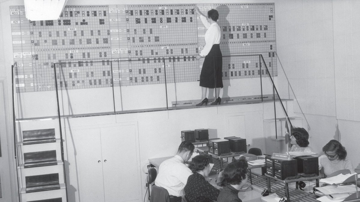 The year is 1961. The place is New York City. The team at Lufthansa perform a critical service, one that we can now do from our phones. What is it?