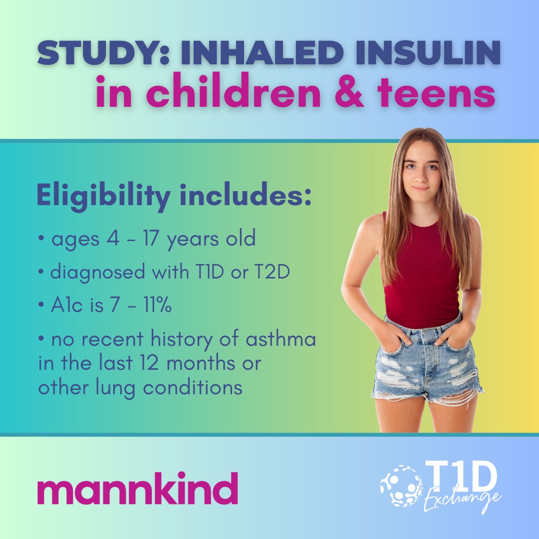 Attention all parents of children with T1D or T2D taking mealtime insulin!    
 
We're looking for participants to join a research study on inhaled insulin in kids and teens with diabetes. Learn more: hubs.ly/Q029s4bV0