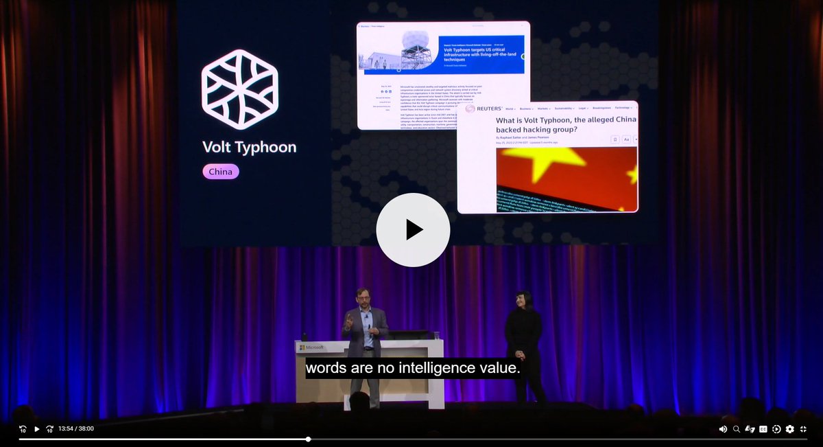 .@JohnLaTwC on⚡️🌀Volt Typhoon 🇨🇳: 'if you want to make a threat intel person put down their coffee and pay attention to you when you're talking about who a threat actor is targeting you just have to say these three words no intelligence value'
