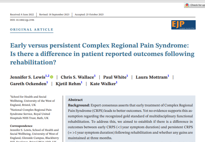 Jenny Lewis (@jenjenslewis) on Twitter photo 📢Myth busting new #CRPS paper challenges🧐 assumption that those with early #CRPS have better rehab outcomes 📢
Our <a href="/RUHBath/">RUH Bath 🏥</a> clinical data proved they don't👈🏾
In fact people with CRPS => 1 year do just as well & sustain those improvements once home🏠 📢Myth busting new #CRPS paper challenges🧐 assumption that those with early #CRPS have better rehab outcomes 📢
Our <a href="/RUHBath/">RUH Bath 🏥</a> clinical data proved they don't👈🏾
In fact people with CRPS => 1 year do just as well & sustain those improvements once home🏠