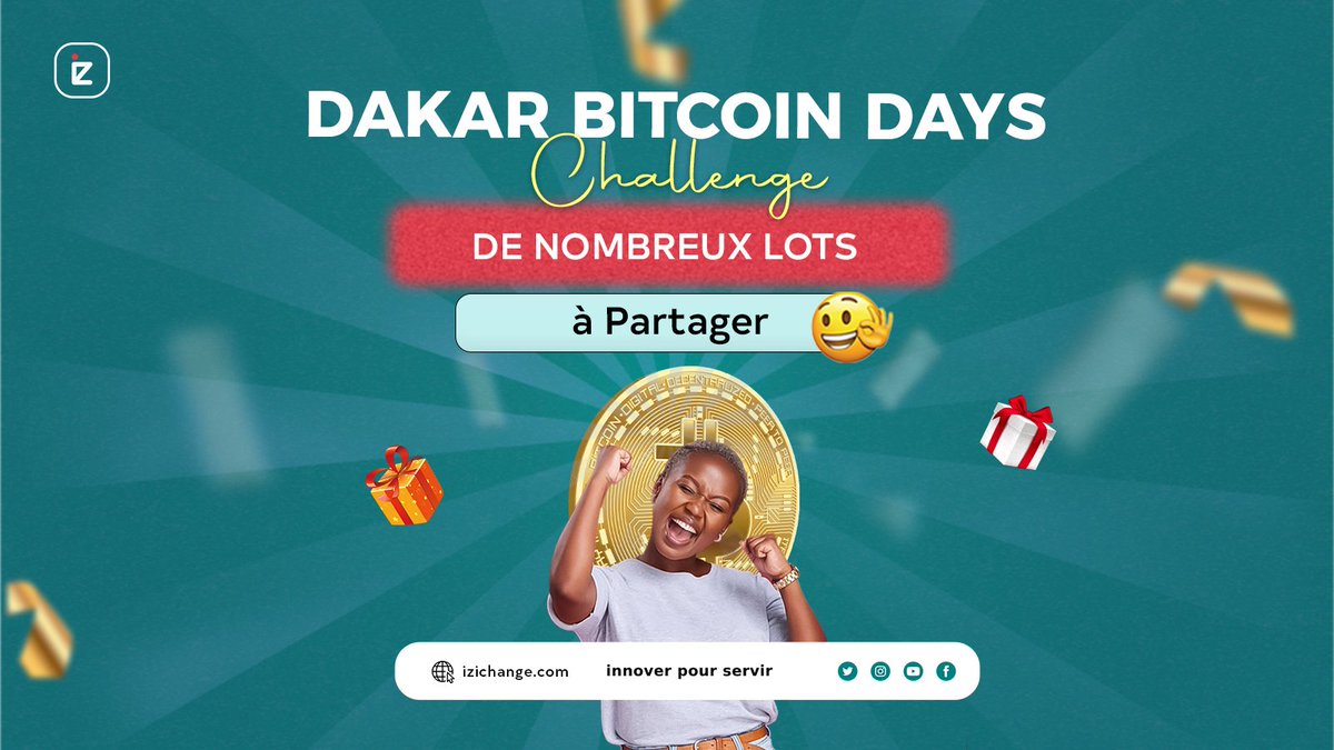 IZIchange's tweet photo. Rejoignez IZICHANGE au Dakar Bitcoin Days 2023 et gagnez des lots ! 🚀 

📌 Abonnez-vous à nos canaux (liens en commentaire), likez et partagez cette publication

📌 Remplissez ce formulaire : https://t.co/6AMCOhM1s2

15 gagnants seront choisis !  
Période : 20 au 27 nov https://t.co/ThNHuGBVpF