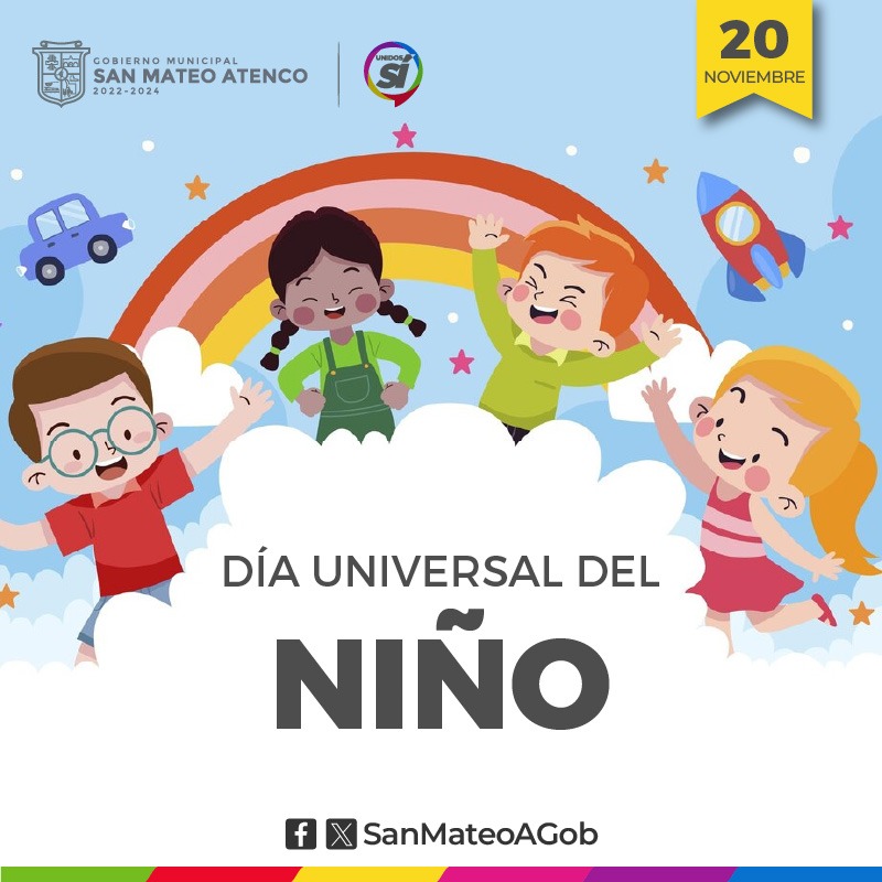 SanMateoAGob's tweet photo. 🗓️ #20deNov | El Día Universal del #Niño se celebra cada 20 de noviembre en honor a la #DeclaraciónUniversal de los #Derechos de la niña y el niño; es un momento para reflexionar sobre la importancia de proteger y garantizar los derechos de los menores en todo el mundo. https://t.co/yL4eiWRI5q