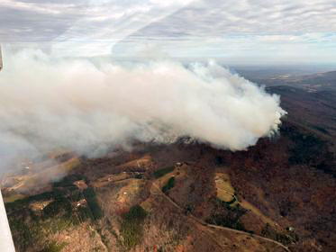Aerial image of the Sauratown Mountain Fire taken from NCFS P-18