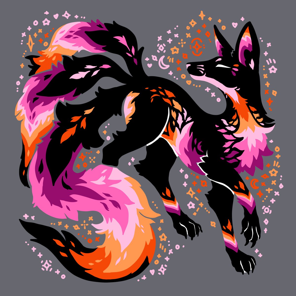 💜🧡❤️Fanciful fox magic in lesbian pride~