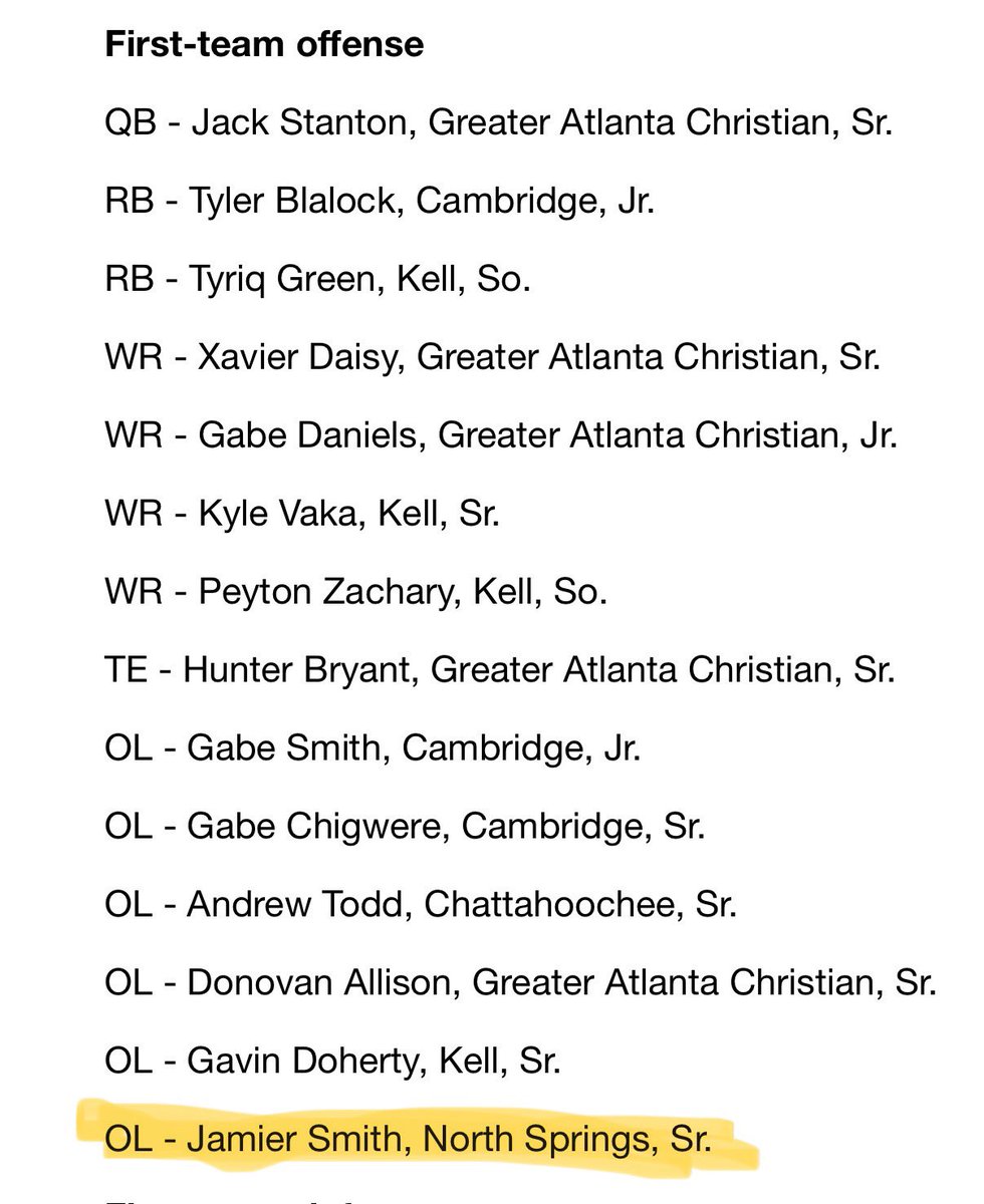 Thankful to be named to the All-Region First Team @NorthSpringsFo1 <a href="/RecruitGeorgia/">Recruit Georgia</a> <a href="/OfficialGHSA/">GHSA</a>