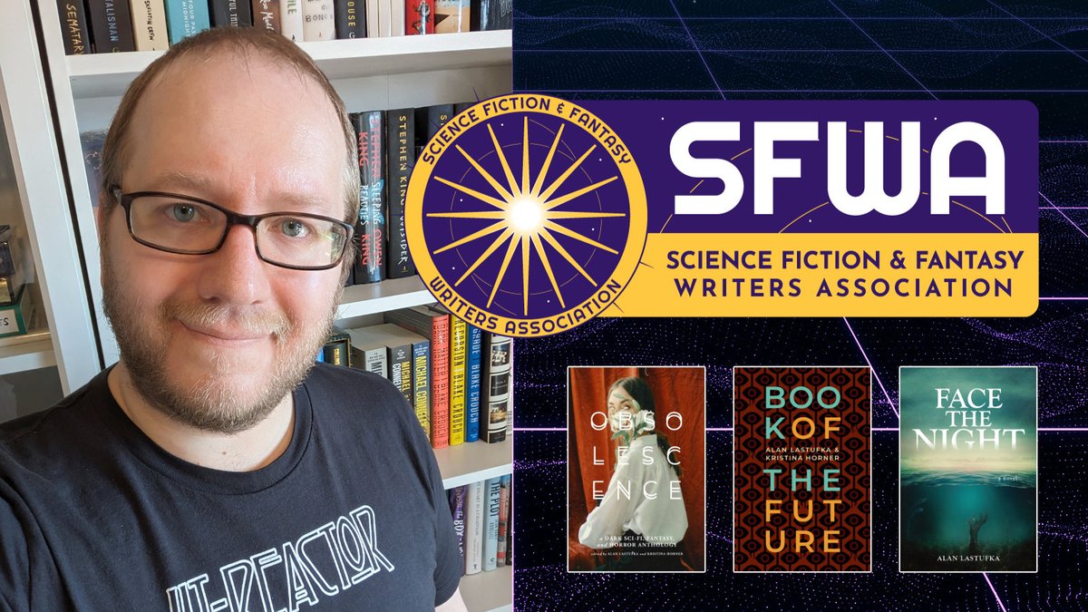 Alan Lastufka // Shortwave Publishing (@alandistro) on Twitter photo Very happy to share I joined the <a href="/sfwa/">Science Fiction and Fantasy Writers Association</a> as a Full Member today!
I started with a focus on horror (<a href="/HorrorWriters/">Horror Writers Assoc</a> Active Member), but even my debut novel, FACE THE NIGHT, leaned into dark fantasy and most of my writing since incorporates sci-fi.
Excited for the journey ahead! 🎉 Very happy to share I joined the <a href="/sfwa/">Science Fiction and Fantasy Writers Association</a> as a Full Member today!
I started with a focus on horror (<a href="/HorrorWriters/">Horror Writers Assoc</a> Active Member), but even my debut novel, FACE THE NIGHT, leaned into dark fantasy and most of my writing since incorporates sci-fi.
Excited for the journey ahead! 🎉