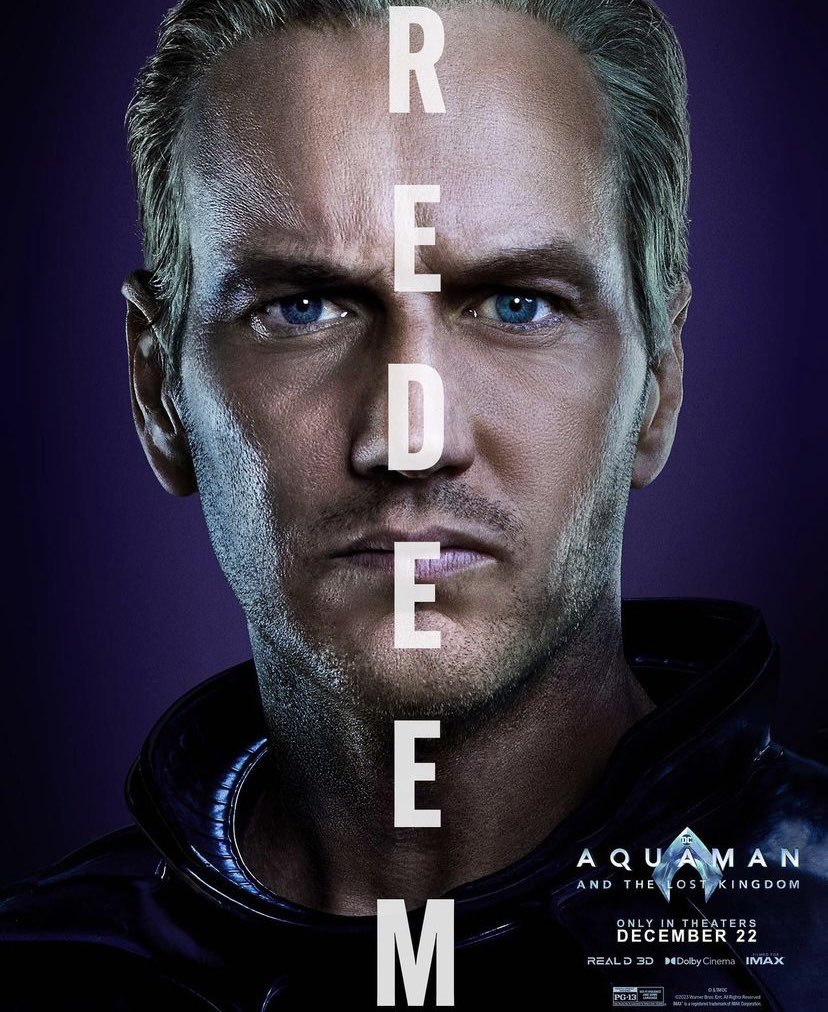ormymarius's tweet image. Orm’s character poster saying “redeem” hold on I might cry #aquamanandthelostkingdom