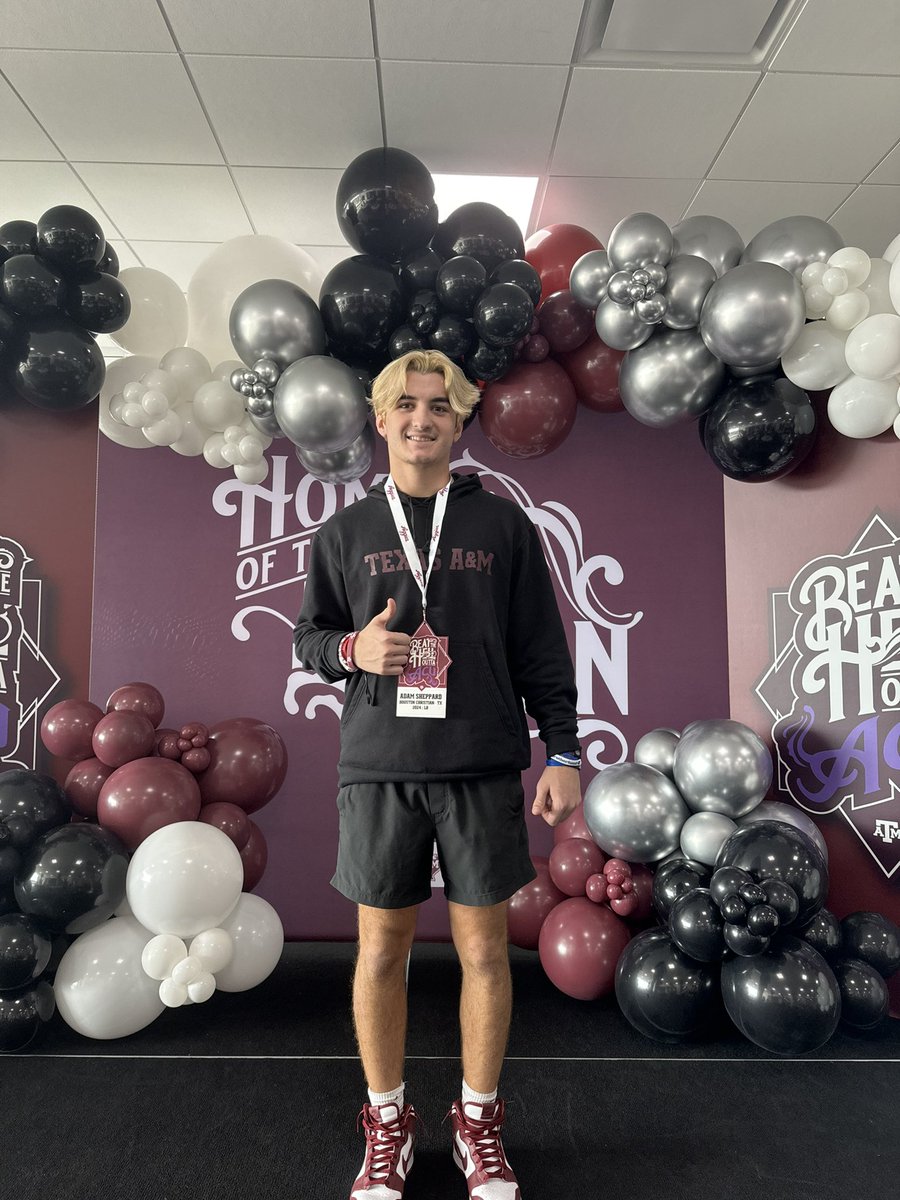 AdamSheppard05's tweet photo. Thank you @coachE_TAMU @masonsmith_TAMU @AggieFootball and @CoachDurkin for the amazing opportunity to watch an Aggie win!! https://t.co/adnqhM5MIl