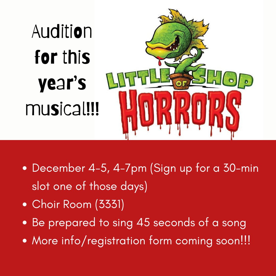 Stay tuned… Auditions for “Little Shop of Horrors” are coming soon!