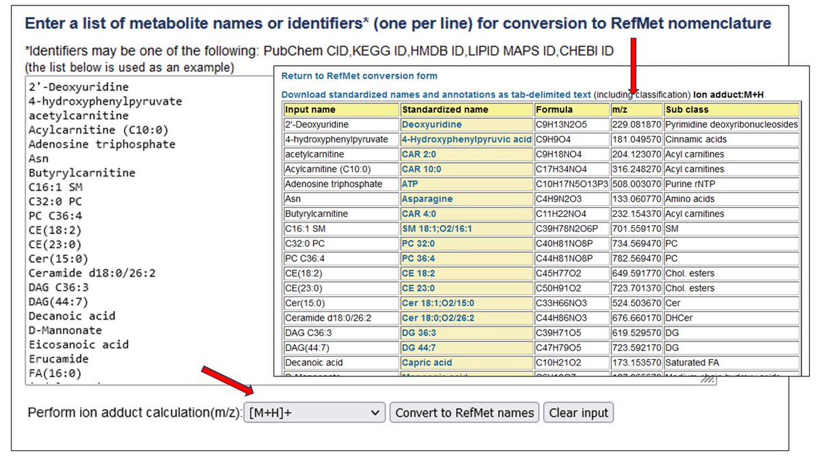 The RefMet metabolite nomenclature harmonization resource now performs ion-adduct calculations  to generate a list of m/z values.
metabolomicsworkbench.org/databases/refm…