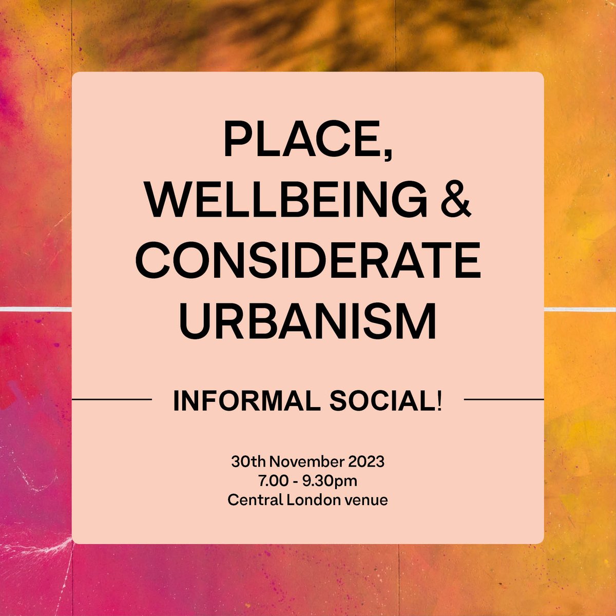 Interested in making places & cities more human, wellbeing-focused & lived-experience led? Join us for an informal gathering of people interested in place, wellbeing & being part of growing the #ConsiderateUrbanism movement. Register 👉 bit.ly/ConsiderateUrb @ConsiderateUrb
