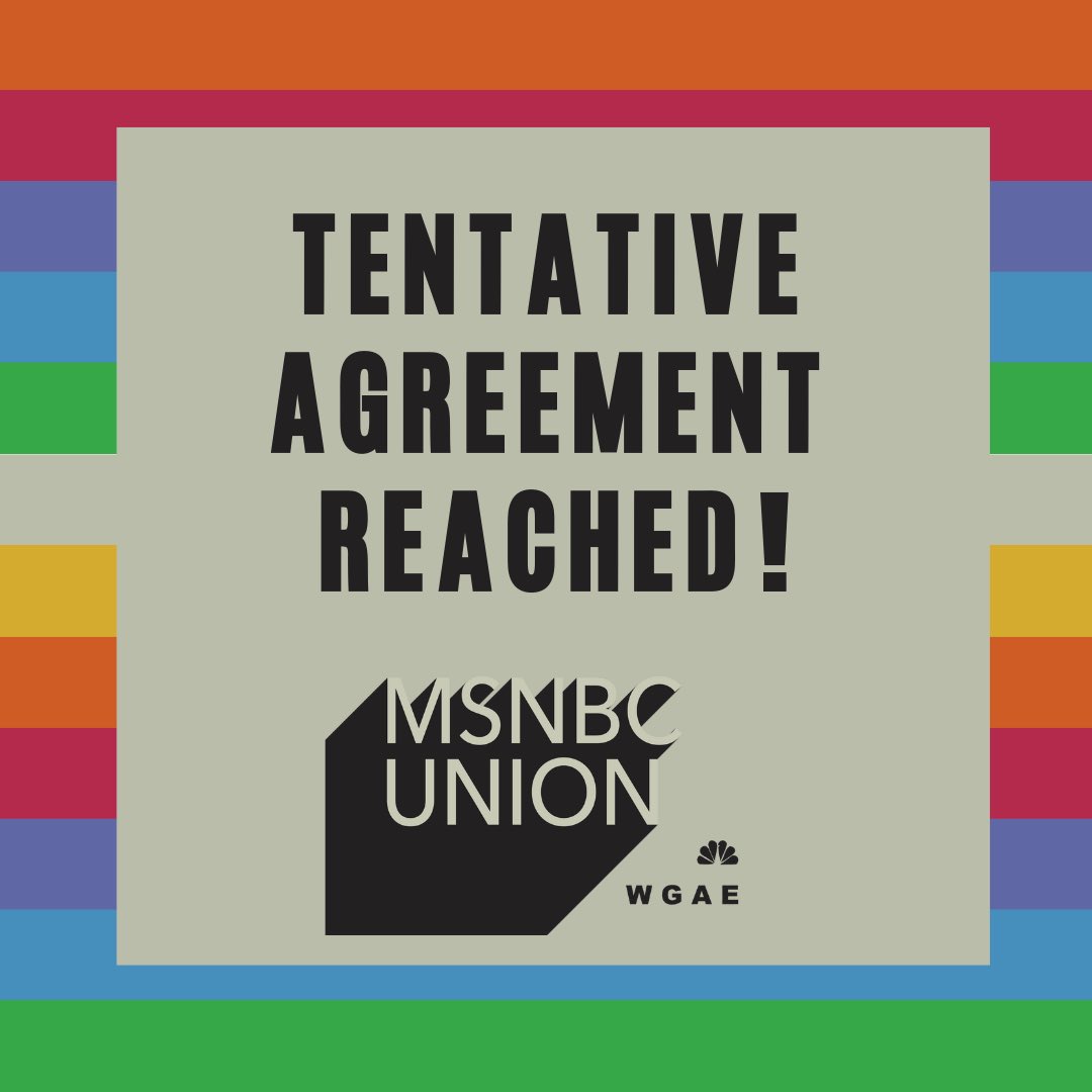 BREAKING NEWS: The MSNBC Union has reached a tentative agreement with management on a first contract! Thank you to all our members and supporters who helped make a fair deal possible!