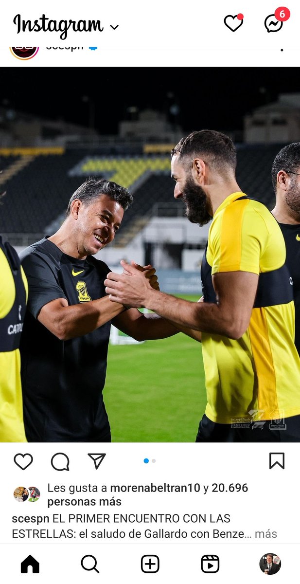 javigilnavarro's tweet photo. EL ENCUENTRO MÁS ESPERADO! #Gallardo se saluda con #Benzama
.
#alittihad
#River https://t.co/kgaAe0k4so