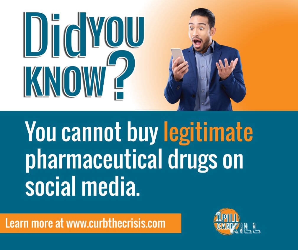 VA_PSHS's tweet image. #DYK that you cannot buy legitimate pharmaceutical drugs on social media? Not only is it not safe, it is illegal! #OnePillCanKill Learn more at curbthecrisis.com