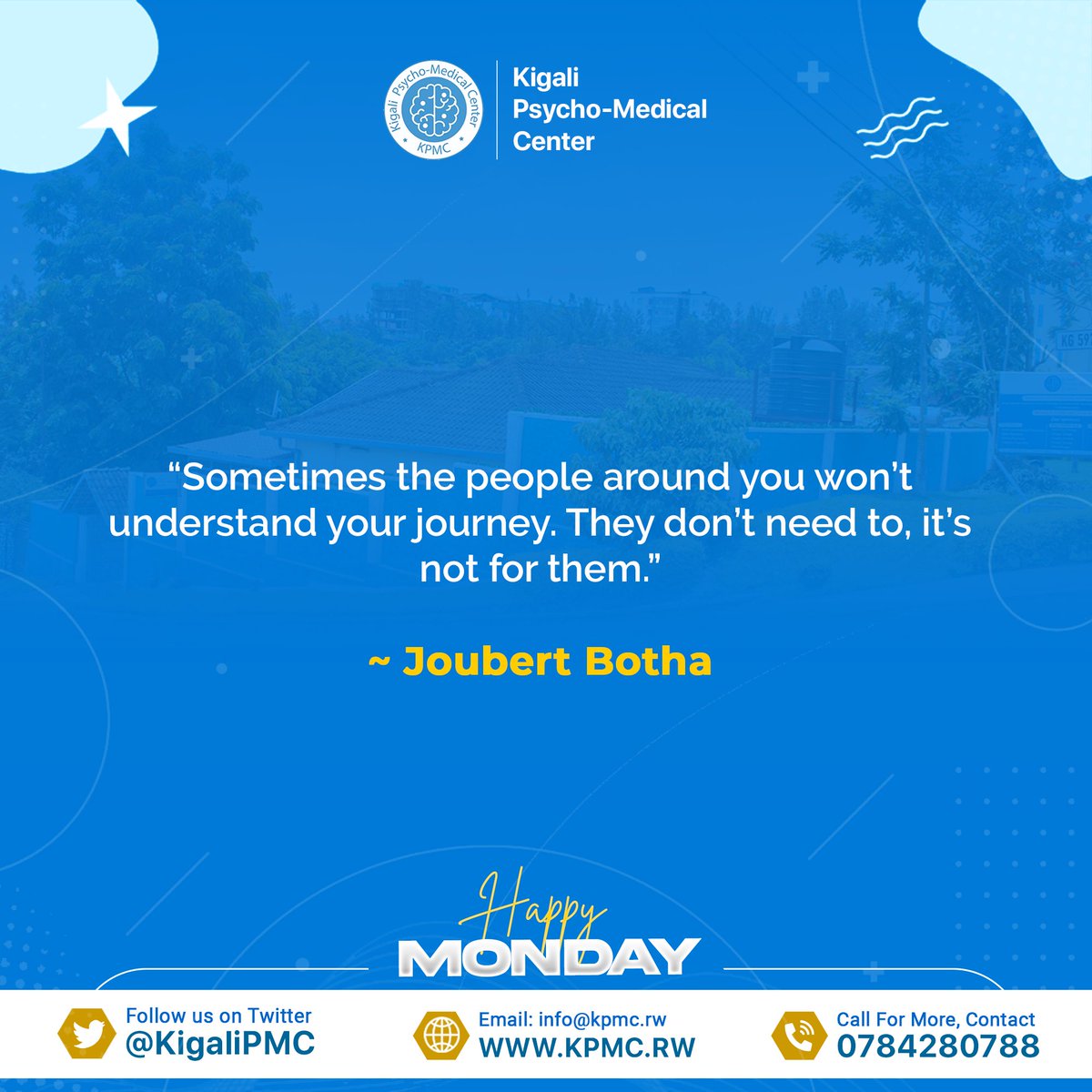 KigaliPMC's tweet photo. Sometimes the people around you won’t understand your Journey. They don’t need to, it’s not for them 

#RwOT
#Kpmc 
#DairlyQuotes
#MentalhealthQuote https://t.co/KCya6r1Lk2
