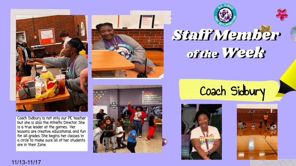 Coach Sidbury is our Staff Member of the Week! As our PE Teacher AND Athletic Director, she helps our students stay fit and well both inside and outside the PE classroom! #LearnThriveSoar #LearnThriveROAR