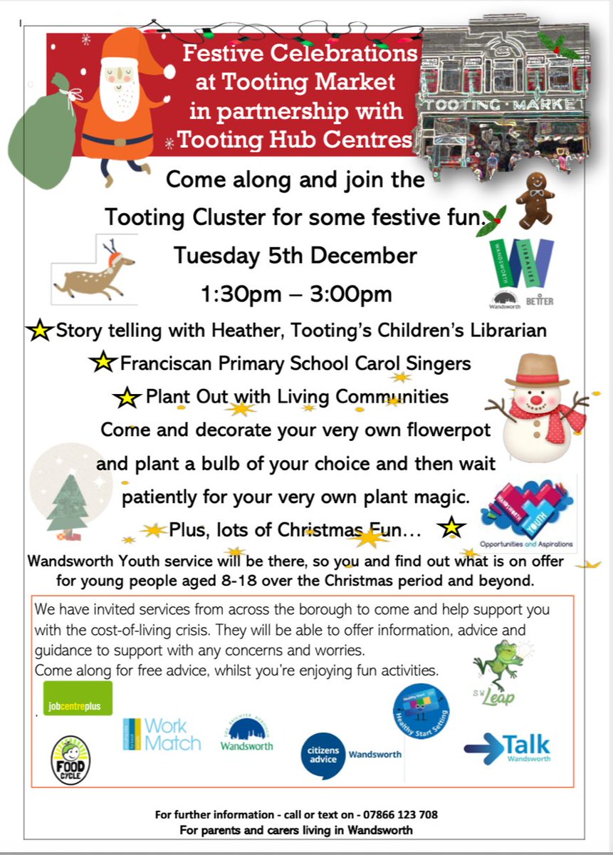 Very excited to be part of the Festive Celebrations for Tooting Hub Centres in @TootingMarket ❤️ 5th December, hope you can be there. We have a very exciting group of people coming from the South Coast to run our activity and stall. Nature wellness and community love 😊