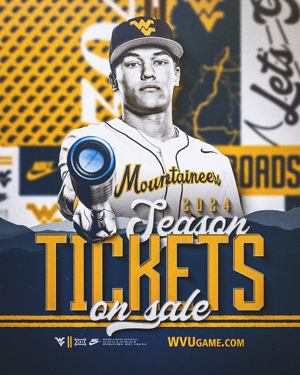 𝐒𝐞𝐚𝐬𝐨𝐧 𝐭𝐢𝐜𝐤𝐞𝐭𝐬 𝐚𝐫𝐞 𝐨𝐧 𝐬𝐚𝐥𝐞 𝐧𝐨𝐰! Secure your seats for an exciting campaign of Mountaineer baseball! 📰wvusports.co/47neErt 🎟wvusports.co/47HfC1D #HailWV