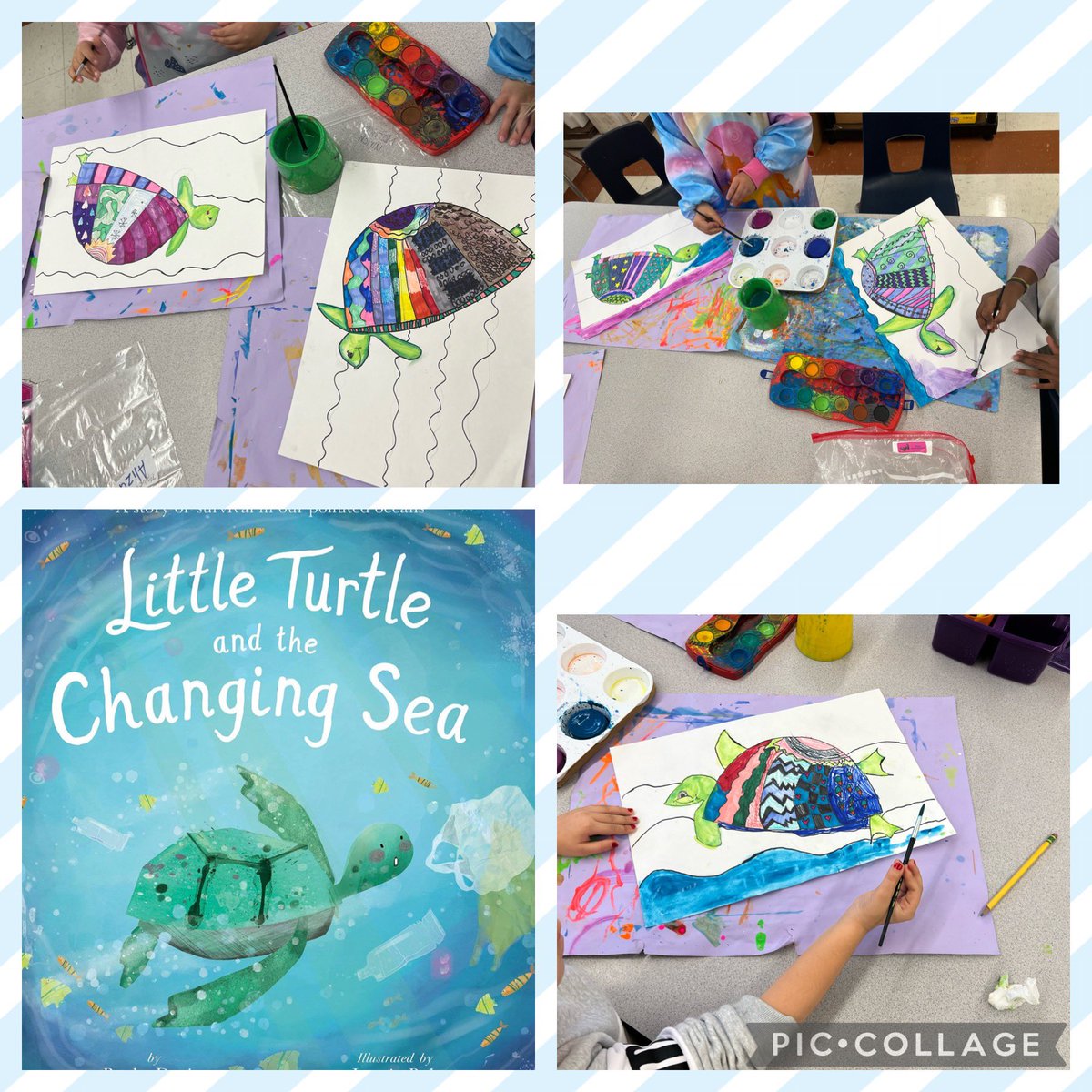 Bender, our art room mascot, inspired our newest art project☺️🐢 2nd grade artists learning about ocean conservation through a read-aloud & ways we can stop ocean pollution🌊Artists have begun creating their spectacular sea turtles😍💚 @CMSmtolive @NicoleMusarra @ashleylopez210