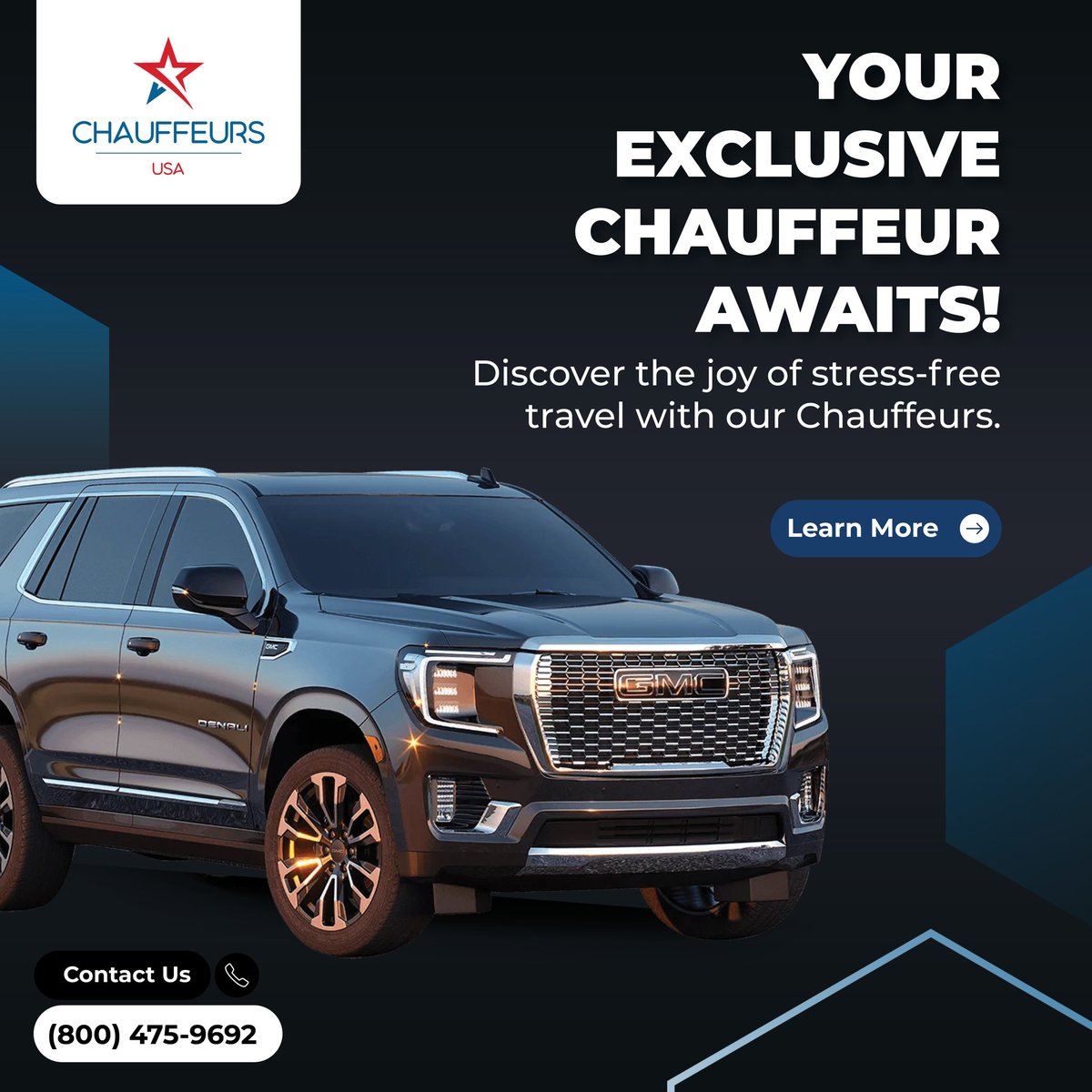 Experience the epitome of luxury travel with Chauffeurs USA. Our skilled drivers are not just experts on the road but also ambassadors of sophistication. 

#ExclusiveRides #ChauffeurDriven #ExecutiveTravel #ArriveInElegance #PremiumService