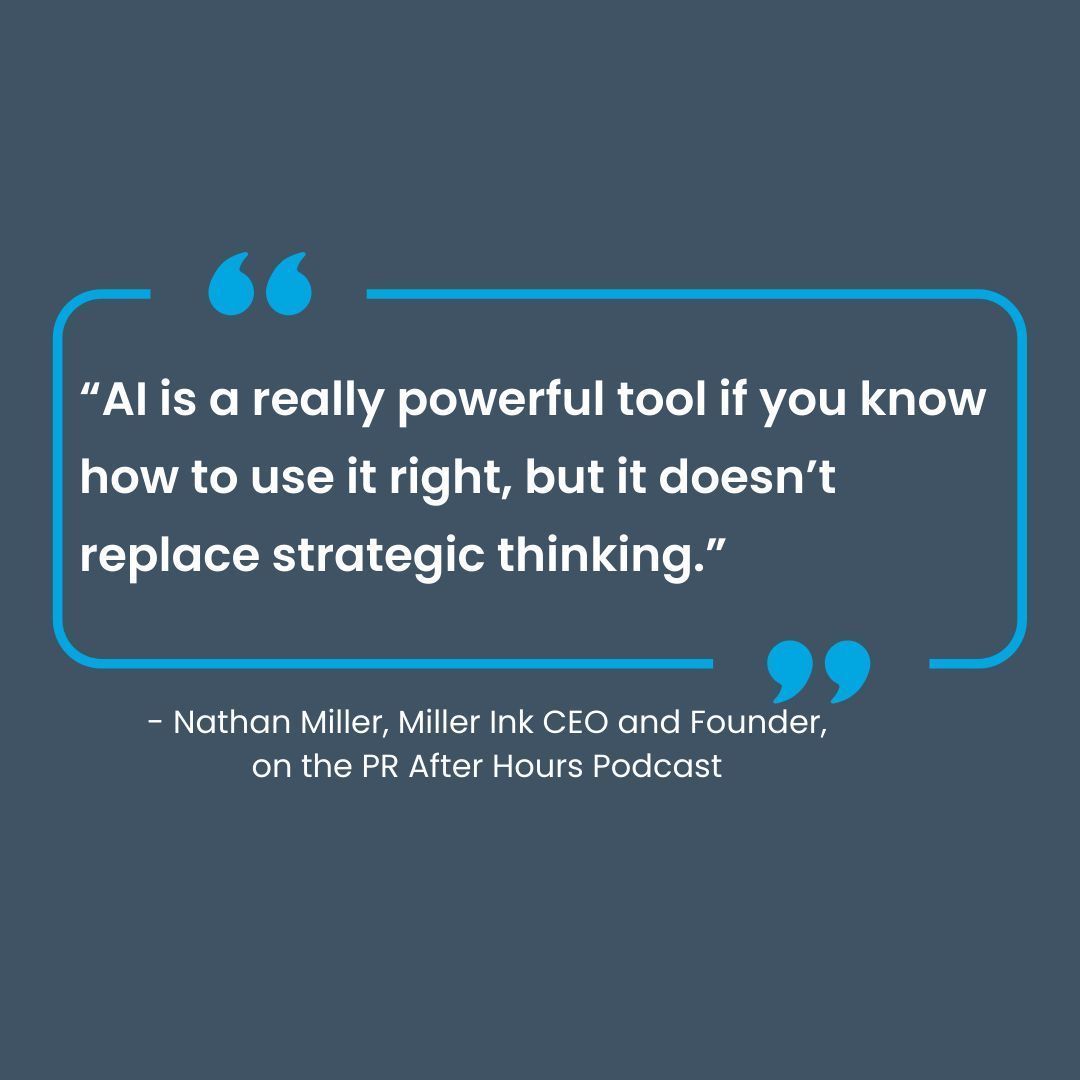 Nathan Miller was recently featured as a guest on the PR After Hours podcast (@HoursPr). During the episode, Nathan shared why AI’s capabilities can boost – but not replace – the core skills that create an exceptional communications professional.
buff.ly/3Sy6Uyh
