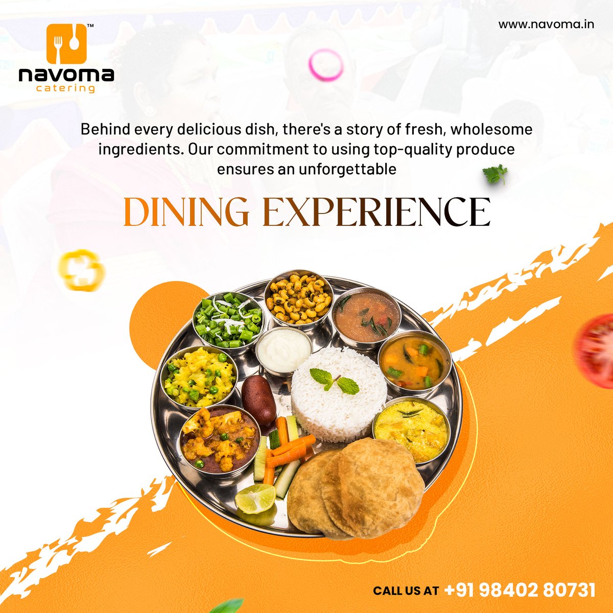 At Navoma Catering, every delicious dish we serve is crafted from a tale of fresh, wholesome ingredients. 

Reach out to us at +91 98402 80731 for inquiries or visit navoma.in.

#NavomaCatering #CulinaryMagic #ExquisiteFlavors #QualityCuisine #UnmatchedTaste