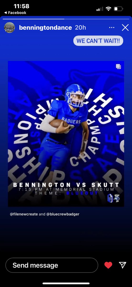 Phendawg's tweet image. ⁦@Badger_FB⁩ Take State, Badgers!  So proud of everyone on this team.  #Badgerpride #Benningtonnebraska