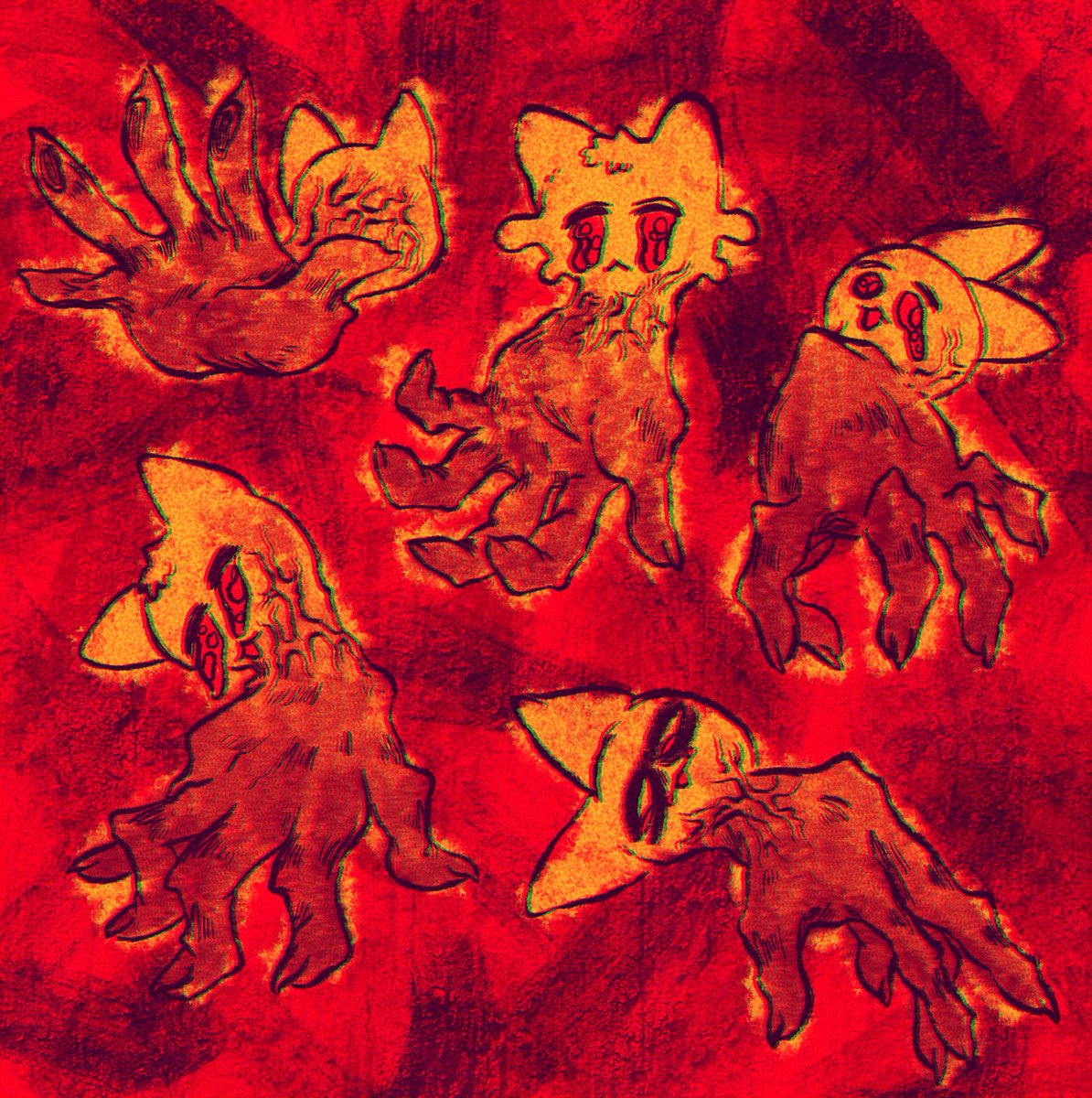 red background red eyes no humans pokemon (creature) red theme horror (theme) looking at viewer  illustration images