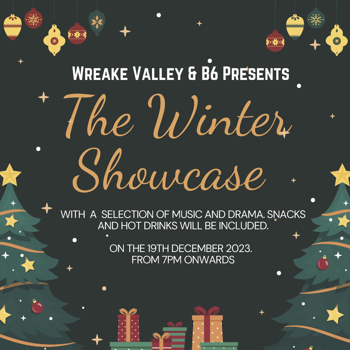 Bradgate6th's tweet photo. We look forward to holding our Winter Showcase on Tuesday, 19th December 2023, from 7 pm in our theatre. Students from all years will have the opportunity to perform for you. Please book a FREE ticket by following the link below.
https://t.co/qf23Yl18ol https://t.co/kASsemVNO1
