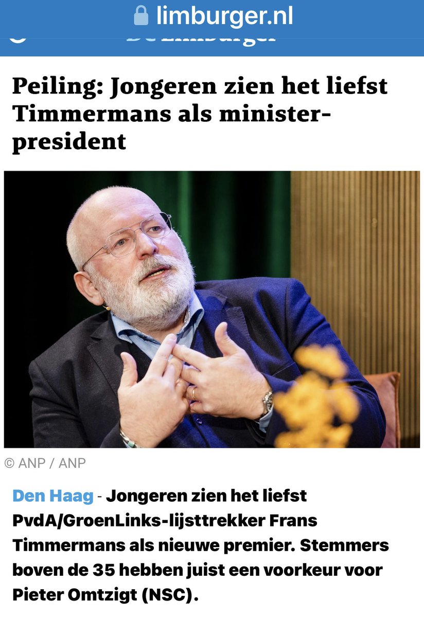 Jongeren zien het liefst #Timmermans als premier. Het doet denken aan deze uitspraak van Winston Churchill: “Een politicus denkt aan de volgende verkiezing, een staatsman aan de volgende generatie.” Stem voor de toekomst van ons land, stem op #GroenLinksPvdA. #eenvandaagdebat