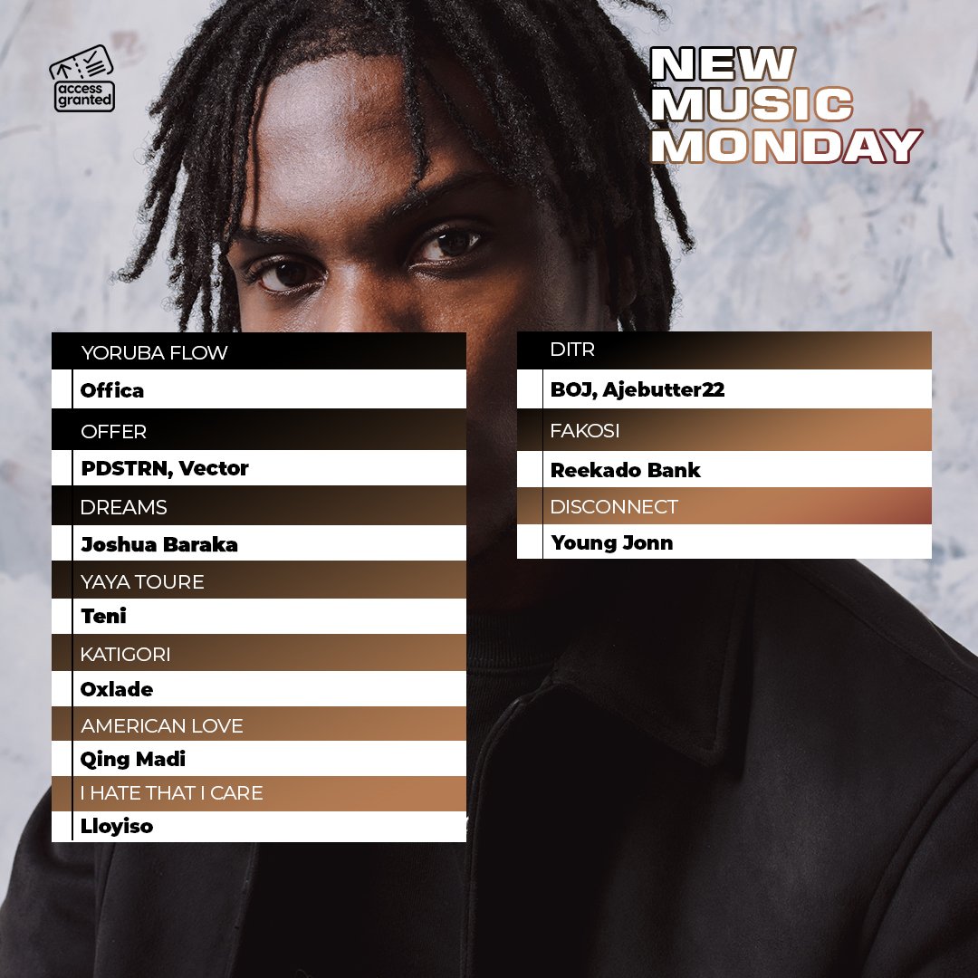 Tomas Adedayo Adeyinka, known by his stage name @a9offica leads the new music conversation with 'Yoruba Flow' off his EP, 'Hokage Pt 2.' Listen to @a9offica's 'Yoruba Flow' on Access Granted Africa's 'New Music Monday.' 🔗 lnk.to/NMMAGA