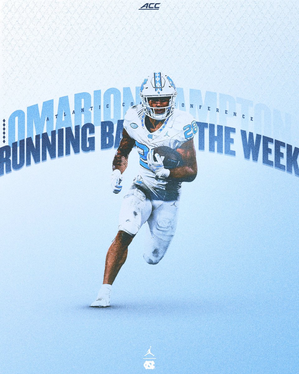 UNCFootball's tweet photo. For the 4th time this season, Big O is the ACC RB of the Week 😤

#CarolinaFootball 🏈 #UNCommon https://t.co/njbfnlcUvs