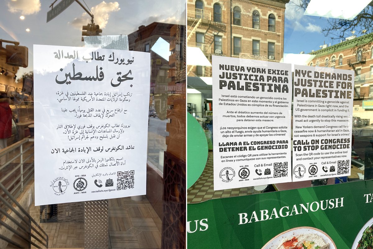 Yesterday 60+ @nycDSA members joined us in Bay Ridge @sbkDSA, Bed-Stuy @nbkDSA, Kingsbridge @UptownBronxDSA to distribute 5000 flyers to our neighbors to continue mobilizing to end US complicity in the genocide in Gaza and demand #CeasefireNOW 🇵🇸 Join us: socialists.nyc/gaza