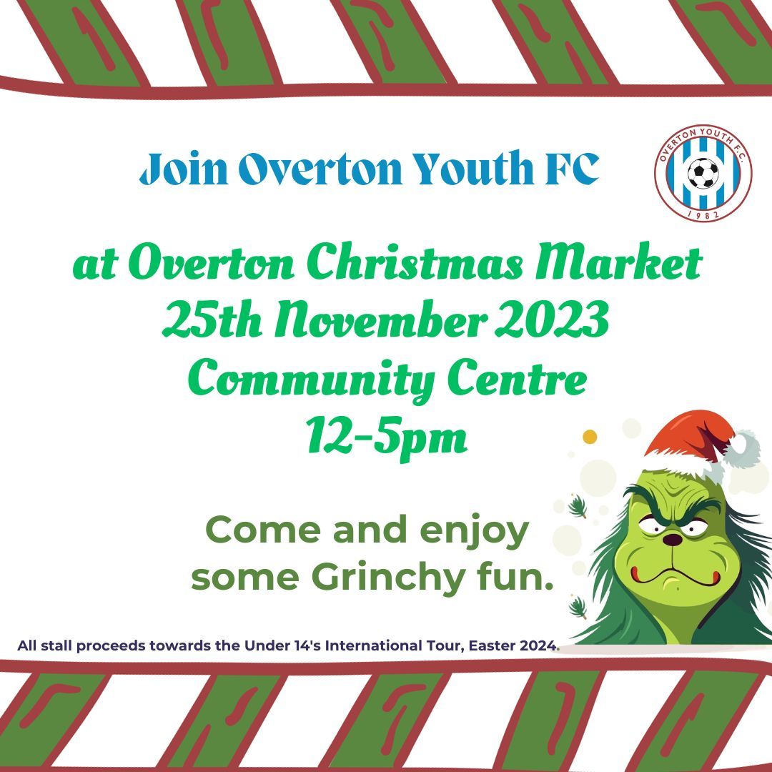 We know the pesky Grinch is known for stealing Christmas – boo!! – and we don’t want that to happen again. So this year we’ve persuaded him that being kind feels better. He’s with the OYFC team doing good deeds this weekend at Overton Christmas market. #JoinUs #Fundraising